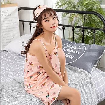 【Secret Garden】(帶胸墊)甜美冰淇淋印花吊帶睡裙SG9906M圖片顏色