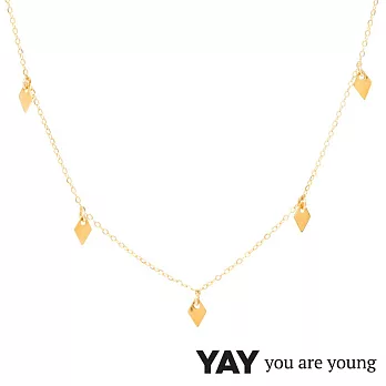 YAY You Are Young 法國品牌 Jimie 鑽石菱形簡約項鍊 金色