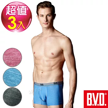 BVD 超透氣絲滑彈力平口褲(混色3入組)-台灣製造M混色