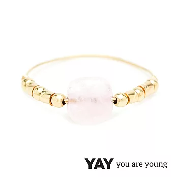 YAY You Are Young 法國品牌 Cleo 玫瑰粉玉石戒指 經典款 金色S