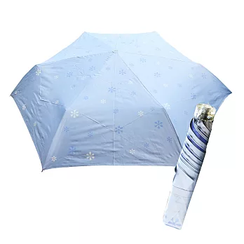 舒亦媚-抗UV防曬三折晴雨傘(雪花-藍底藍花)