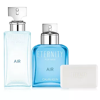 Calvin Klein CK Eternity Air 永恆純淨100ml男女對香組+贈同款香皂-公司貨[男性淡香水100ml+女性淡香精100ml]