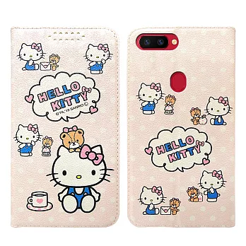 三麗鷗授權Hello Kitty貓 OPPO R11s Plus 粉嫩系列彩繪磁力皮套(小熊) 有吊飾孔