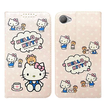 三麗鷗授權Hello Kitty貓 HTC Desire 12 粉嫩系列彩繪磁力皮套(小熊) 有吊飾孔