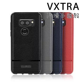 VXTRA for LG V30S ThinQ防滑手感皮紋 軟性手機殼暗藍