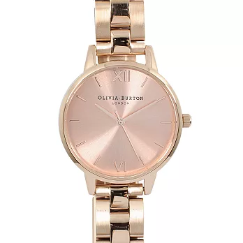 Olivia Burton London 英倫復古精品手錶 優雅錶面 玫瑰金色金屬錶帶 玫瑰金框 30mm