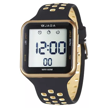 JAGA(捷卡)科技時尚運動型電子錶-M1179C-AL(黑金)