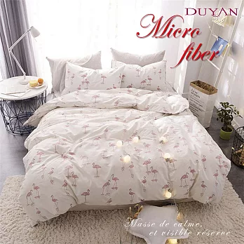 《DUYAN 竹漾》台灣製天絲絨單人床包被套三件組-愛麗絲紅鶴