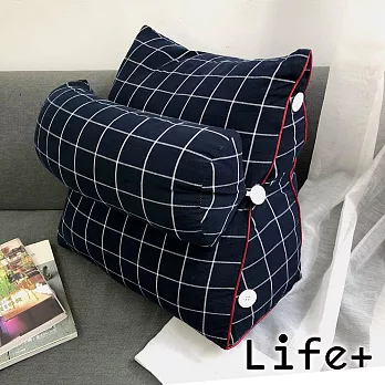 【Life Plus】簡單生活舒壓萬用靠枕/抱枕/腰靠枕(紅邊藍格O)