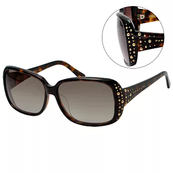 【PARIS HILTON 派瑞絲希爾頓】時尚方框鉚釘太陽眼鏡-琥珀框漸層棕鏡面(#PH6548B)