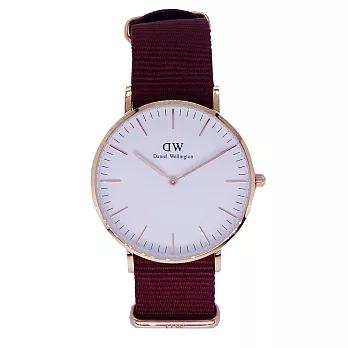 DW Daniel Wellington 經典中的珍貴收藏時尚優質腕錶-紅色帆布+金殼/36mm-DW00100271