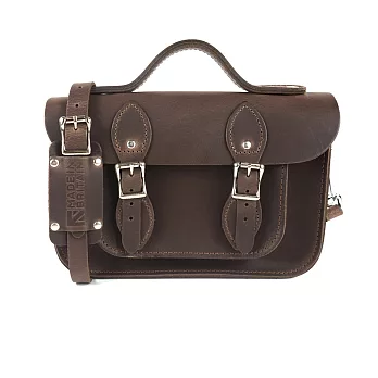 【The Leather Satchel Co.】11吋 英國手工牛皮劍橋包 手提包 肩背 側背包 多功能兩用包 精湛工藝 新款磁釦設計方便開啟(原色深咖啡)