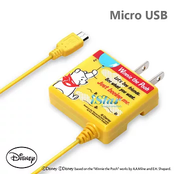 【日本PGA-iJacket】 正版迪士尼 Micro USB專用 方形造型充電插頭-小熊維尼