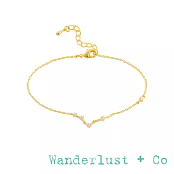 Wanderlust+Co 澳洲品牌 雙魚座手鍊 金色鑲鑽手鍊 PISCES