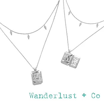 Wanderlust+Co 澳洲品牌 古典銀河星系藏寶盒項鍊 銀色雙層項鍊 ZALEA