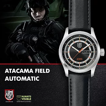 LUMINOX 雷明時ATACAMA FIELD戰場系列自動上鍊機械錶-黑/44mm