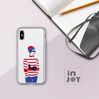 INJOYmall for iPhone X  簡約文青情侶男生款透明防摔手機殼 保護殼