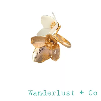 Wanderlust+Co 澳洲品牌 象牙白蛋殼花朵戒指 金色 MAIA IVORY
