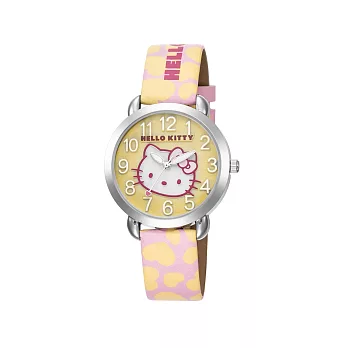 【HELLO KITTY】凱蒂貓 繽紛愛心立體貓頭手錶(粉紅黃/黃面 LK689LWYY)
