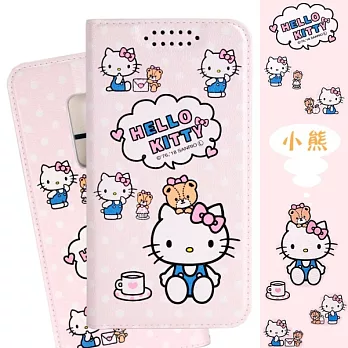 【Hello Kitty】Samsung Galaxy S9+ / S9 Plus 甜心系列彩繪可站立皮套(小熊款)