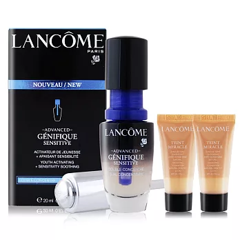 LANCOME 蘭蔻 超進化肌因活性安瓶(20ml)贈水感奇蹟恆久光粉底SPF25/PA+++#O-01(5ml)X2