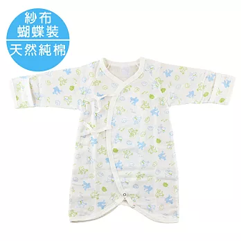 MYBABY 快樂小狗紗布蝴蝶衣(1入/包)-2包組3M白底印花