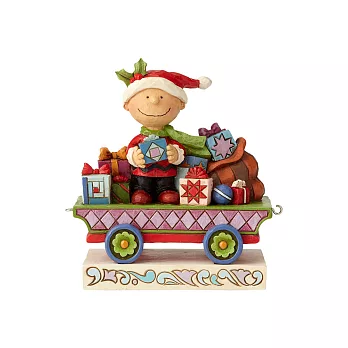 《Enesco精品雕塑》SNOOPY 查理布朗聖誕列車塑像-All Wrapped Up(Peanuts by Jim Shore)