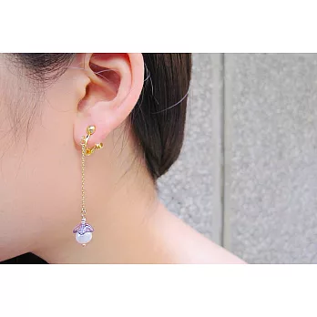 鈴蘭珍珠耳環-紫