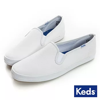 KEDS -CHAMPION SLIP ON 經典皮革休閒鞋-白 US8.5白