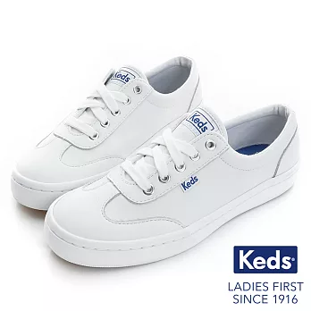 KEDS -TOURNAMENT 時尚皮革休閒鞋-白 US6白