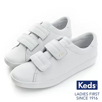 KEDS -ACE 時尚皮革魔鬼氈休閒鞋-白US7白