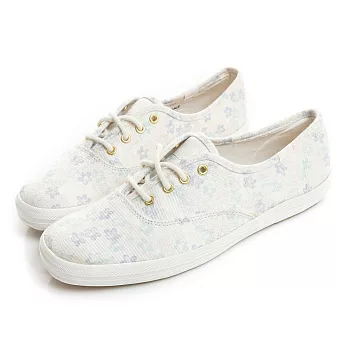 KEDS - CHAMPION粉嫩印花經典綁帶休閒鞋-奶油白 US7奶油白