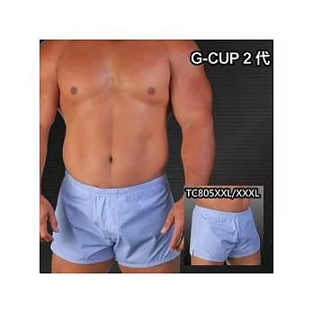 大尺碼熊熊猛男專用平口褲男內褲四角褲(細深藍白格)TC805XXL