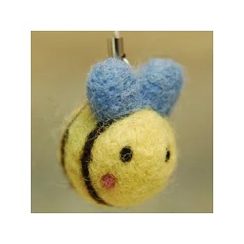 可愛蜜蜂手機吊繩2入-羊毛氈材料包( 附戳針.墊工具)