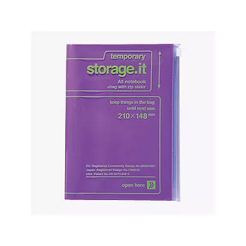 MARK’S 只要收納儲物袋+筆記本(紫底/綠字)