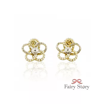 Fairy Story - 亮麗花顏 - 水晶梨珠造型耳環組