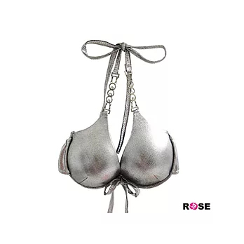 ROSE。好萊塢女模金屬感水鑽肩帶深V比基尼-銀色系