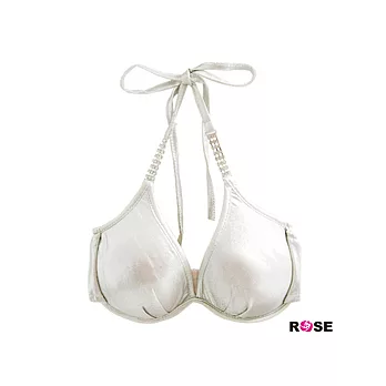 ROSE。金屬感光澤美型水鑽肩帶深V比基尼-灰系