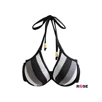 ROSE。南國彩虹甜心深V針織面綁帶比基尼-黑系