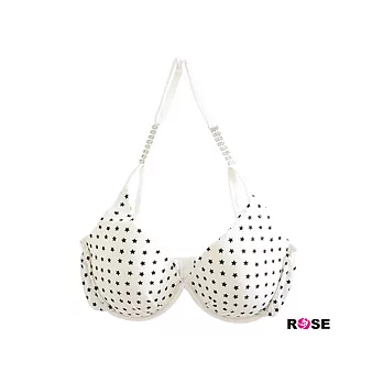 ROSE。完美星水鑽肩帶綁帶比基尼-白系