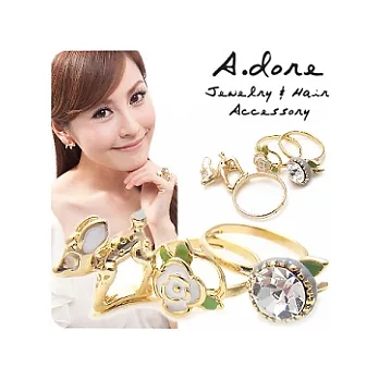 【A.dore】萊茵薔薇˙小鹿花園戒指三個一組-天使白