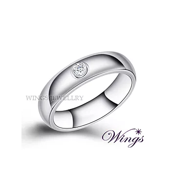 Wings 獨家經典款 渾圓厚實純銀精鍍白K金與八心八箭鋯石戒指 (寬版單只價 美圍10號) RW039E
