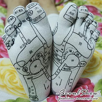 【Seoul Show】腳底按摩教學自己來趣味足療五指襪 (一雙入)