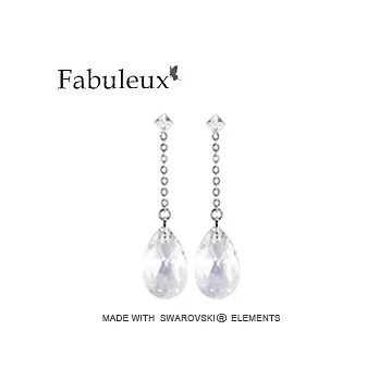 Teardrop水晶耳環-透明銀灰