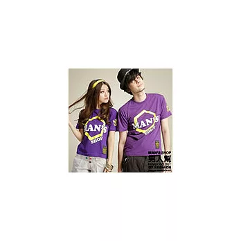 【男人幫】T0768*自創品牌【六角塗鴉短袖T恤】紫色3號-女生(L)