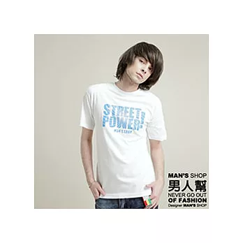 【男人幫】T0622*自創品牌【潮流街頭力量SREET_POWER短袖T恤】白色XL
