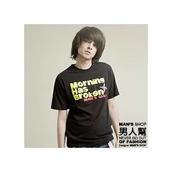 【男人幫】T0615*自創品牌【破曉Broken手裡劍短袖T恤】黑色2號-女生(M)