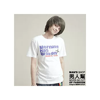 【男人幫】T0615*自創品牌【破曉Broken手裡劍短袖T恤】白色2號-女生(M)