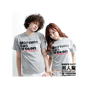 【男人幫】T0615*自創品牌【破曉Broken手裡劍短袖T恤】灰色2號-女生(M)