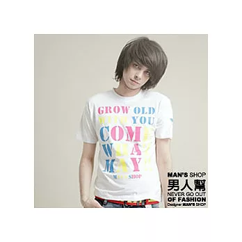 【男人幫】T0611*自創品牌【繽紛潮流字母what_may短袖T恤】白色2號-女生(M)